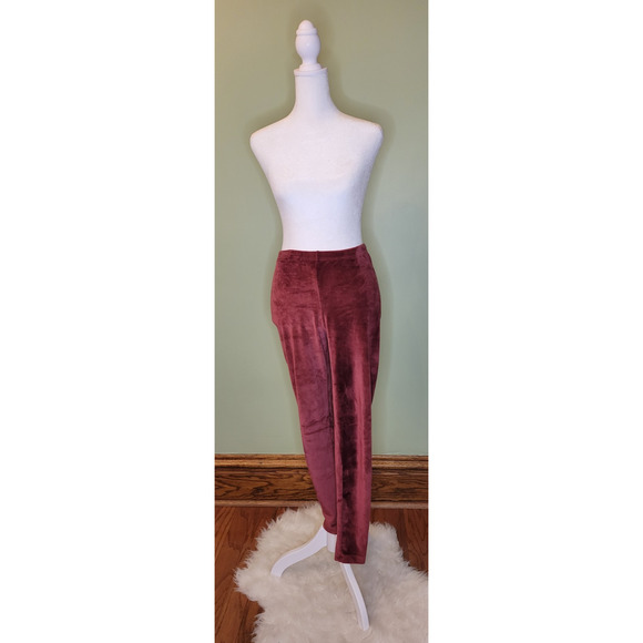 SMALL Maroon Red Crushed Velvet Leggings Old Navy Fall Winter - Picture 1 of 6